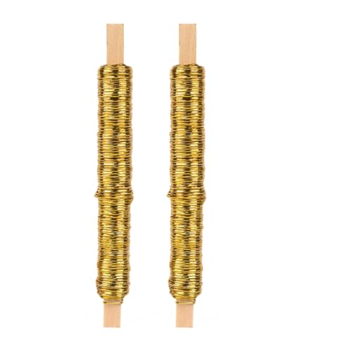 IFLO®Blumendraht & Basteldraht Grün – Floristik- und Wickeldraht für Blumen, Kränze & Garten, flexibel & robust, auf Spule (2er Pack - Papierwickeldraht Ø 0,8 mm x 22 m Gold) von Iflo