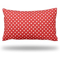 Polka Punkte Auf Rot-Dekorative Wurf-Kissen, Kissen-Cover, Kissen-Beilage, Kissen-Gehäuse-Rectangle-13 "x 22"-Bottom Zipper Closure von Igde