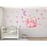 Kinderzimmer Dekor, Vinyl Wand Aufkleber Eisbär, Mädchen Bär Aufkleber, Rosa Wandaufkleber von IgiBee