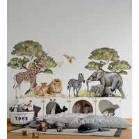 Wandtattoo Set Groß, Safari Set, Für Kinder, Wandtattoo, Giraffe Zebra Aufkleber, Tiger Löwe Aufkleber von IgiBee