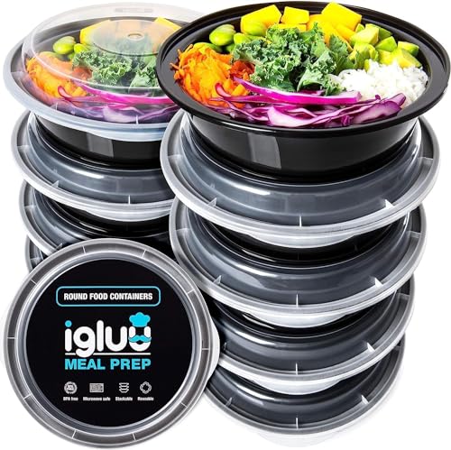 [30er Pack] Runde Meal Prep Container Von Igluu - Essensbox, Lunchbox Mikrowellengeeignet, Spülmaschinenfest Und Wiederverwendbar - Luftdichter Deckelverschluss, BPA Frei von Igluu Meal Prep