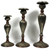 Kupfer Und Nickel Kerzenhalter von IgotITVintageRetro