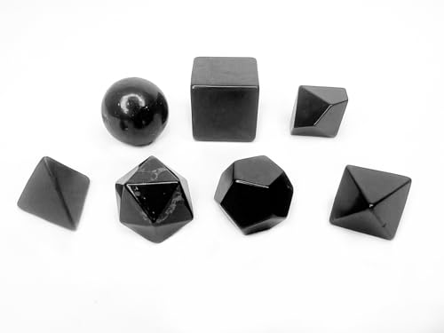 Igox Schungit Platonische Körper 1.7 cm Stein Geometrisches Set mit 7 - Natürlicher Shungite Steine Kristall Schutz Heilig Meditation Energie Generator Heilung Chakra Igox Schungit Platonische Körper 1.7 cm Stein Geometrisches Set mit 7 - Natürlicher Shungite Steine Kristall Schutz Heilig Meditation Energie Generator Heilung Chakra von Igox