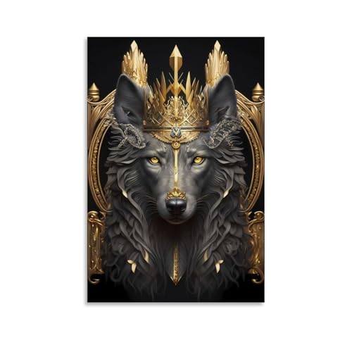 Igtefte Goldenes Art-Déco-Poster auf Leinwand, Motiv: Lord Wolf, für Büro, Zuhause, Bar, ästhetische Wanddekoration, 30 x 45 cm Igtefte Goldenes Art-Déco-Poster auf Leinwand, Motiv: Lord Wolf, für Büro, Zuhause, Bar, ästhetische Wanddekoration, 30 x 45 cm von Igtefte