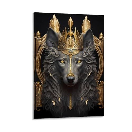 Igtefte Goldenes Art-Déco-Poster auf Leinwand, Motiv: Lord Wolf, für Büro, Zuhause, Bar, ästhetische Wanddekoration, 40 x 60 cm Igtefte Goldenes Art-Déco-Poster auf Leinwand, Motiv: Lord Wolf, für Büro, Zuhause, Bar, ästhetische Wanddekoration, 40 x 60 cm von Igtefte
