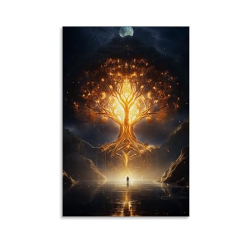 Igtefte Magischer Baum des Lebens, Kunstposter, Leinwand, Kunst, Gemälde, Büro, Zuhause, Bar, ästhetische Wanddekoration, 50 x 75 cm Igtefte Magischer Baum des Lebens, Kunstposter, Leinwand, Kunst, Gemälde, Büro, Zuhause, Bar, ästhetische Wanddekoration, 50 x 75 cm von Igtefte