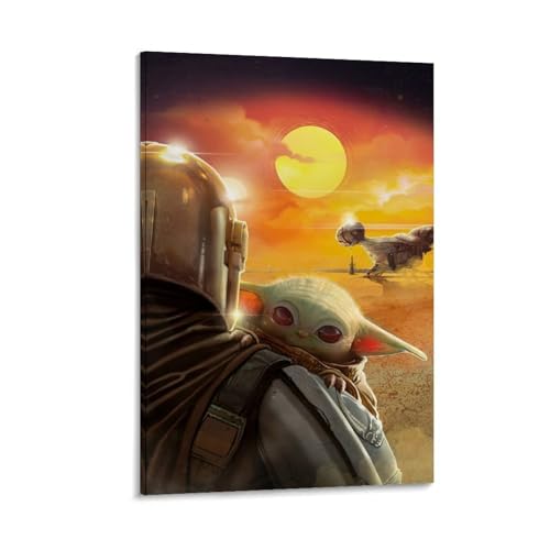 Igtefte Mandalorian mit dem Kind, Poster, Leinwandkunst, Gemälde, Büro, Zuhause, Bar, ästhetische Wanddekoration, 60 x 90 cm von Igtefte