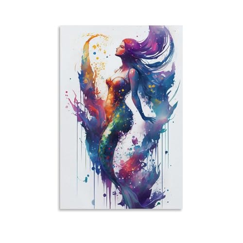 Igtefte Meerjungfrau-Aquarell-Poster, Leinwand, Kunst, Malerei, Büro, Zuhause, Bar, ästhetische Wanddekoration, 50 x 75 cm Igtefte Meerjungfrau-Aquarell-Poster, Leinwand, Kunst, Malerei, Büro, Zuhause, Bar, ästhetische Wanddekoration, 50 x 75 cm von Igtefte
