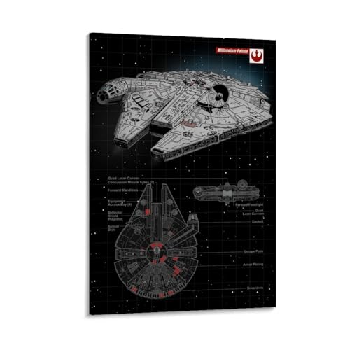 Igtefte Millennium Falcon Poster auf Leinwand, Kunst, Gemälde, Büro, Zuhause, Bar, ästhetische Wanddekoration, 50 x 75 cm Igtefte Millennium Falcon Poster auf Leinwand, Kunst, Gemälde, Büro, Zuhause, Bar, ästhetische Wanddekoration, 50 x 75 cm von Igtefte