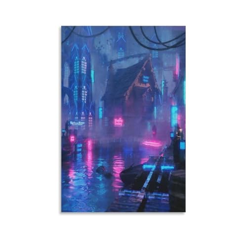 Igtefte Mittelalterliches Cyberpunk-Poster, Leinwand, Kunst, Gemälde, Büro, Zuhause, Bar, ästhetische Wanddekoration, 20 x 30 cm Igtefte Mittelalterliches Cyberpunk-Poster, Leinwand, Kunst, Gemälde, Büro, Zuhause, Bar, ästhetische Wanddekoration, 20 x 30 cm von Igtefte