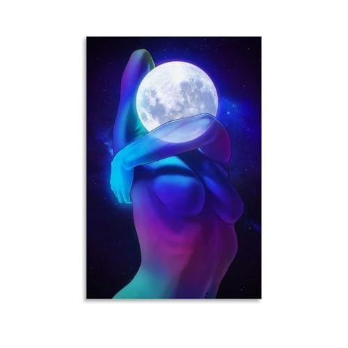 Igtefte Mondkopf-Poster, Leinwand, Kunst, Gemälde, Büro, Zuhause, Bar, ästhetische Wanddekoration, 40 x 60 cm von Igtefte