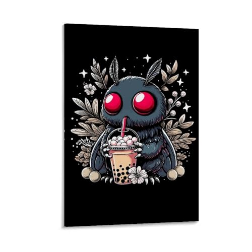 Igtefte Mothman Boba Tee-Poster auf Leinwand, Kunst, Gemälde, Büro, Zuhause, Bar, ästhetische Wanddekoration, 50 x 75 cm von Igtefte