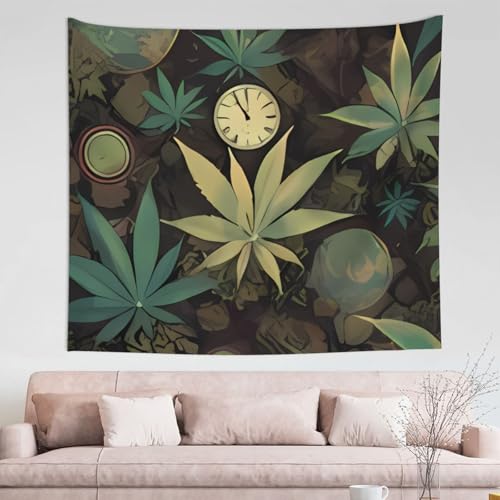 A Puff In Time Marihuana-Wandteppich für Wanddekoration, 152,4 x 129,5 cm, Boho-Zimmer, ästhetischer Wandbehang für Schlafzimmer, Wohnheim oder Wohnzimmer von IguaTu