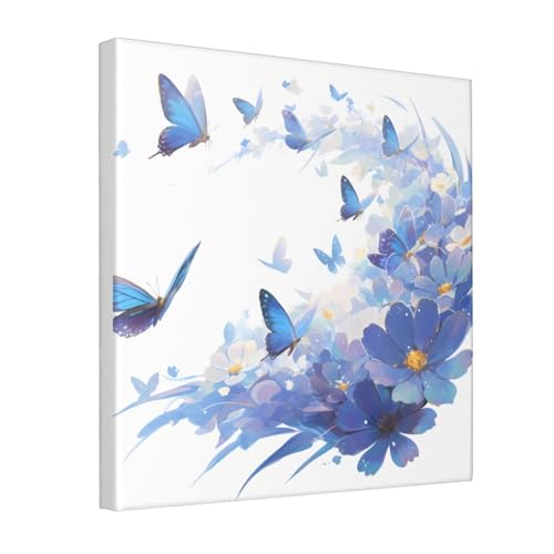 IguaTu Blauer Schmetterling Leinwand Wandkunst Dekor für Wohnzimmer - Gerahmtes modernes Kunstwerk mit Holzrahmen, einfach aufzuhängen IguaTu Blauer Schmetterling Leinwand Wandkunst Dekor für Wohnzimmer - Gerahmtes modernes Kunstwerk mit Holzrahmen, einfach aufzuhängen von IguaTu