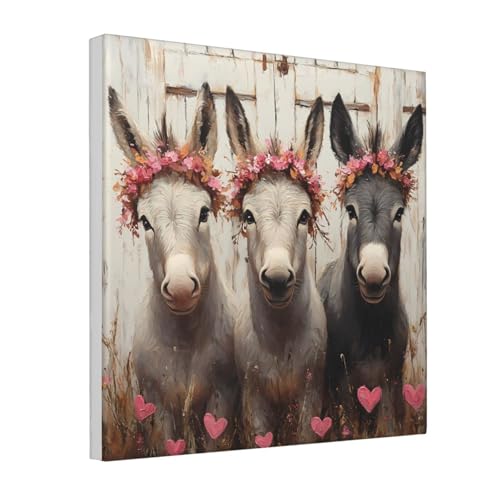 IguaTu Esel und Blume Leinwand Wandkunst Dekor für Wohnzimmer – gerahmtes modernes Kunstwerk mit Holzrahmen, einfach aufzuhängen IguaTu Esel und Blume Leinwand Wandkunst Dekor für Wohnzimmer – gerahmtes modernes Kunstwerk mit Holzrahmen, einfach aufzuhängen von IguaTu