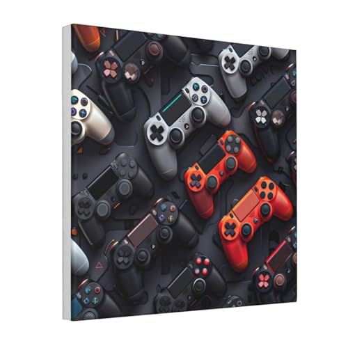 IguaTu Gaming Controller Muster Leinwand Wandkunst Dekor für Wohnzimmer - Gerahmtes modernes Kunstwerk mit Holzrahmen, einfach aufzuhängen von IguaTu