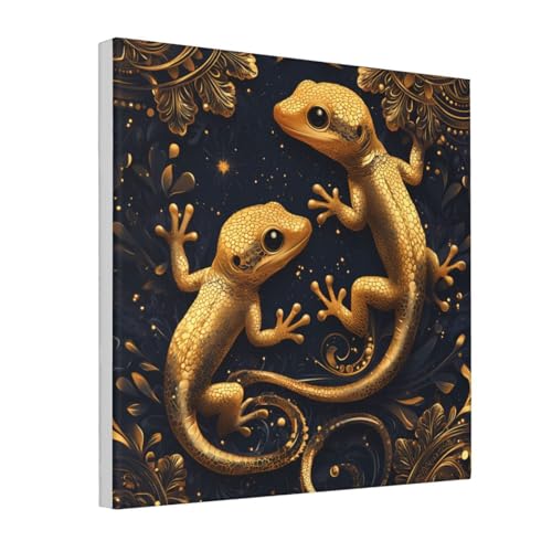 IguaTu Gecko Eidechsen Leinwand Wandkunst Dekor für Wohnzimmer – gerahmtes modernes Kunstwerk mit Holzrahmen, einfach aufzuhängen IguaTu Gecko Eidechsen Leinwand Wandkunst Dekor für Wohnzimmer – gerahmtes modernes Kunstwerk mit Holzrahmen, einfach aufzuhängen von IguaTu