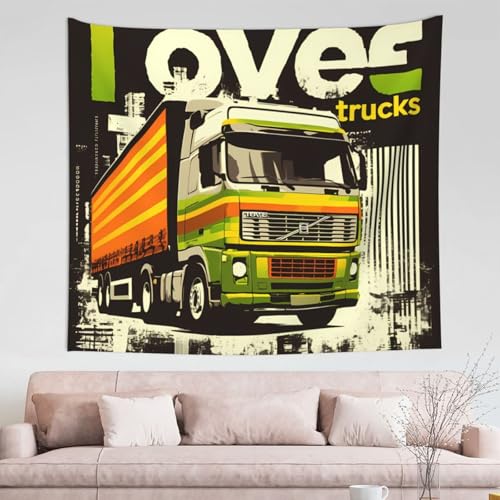 IguaTu I Love Müllwagen-Wandteppich für Wanddekoration, 152,4 x 129,5 cm, Boho-Raum, ästhetischer Wandbehang für Schlafzimmer, Wohnheim oder Wohnzimmer von IguaTu