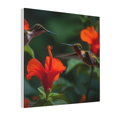 IguaTu Kolibris rote Blume Hibiskus Leinwand Wandkunst Dekor für Wohnzimmer – gerahmtes modernes Kunstwerk mit Holzrahmen, einfach aufzuhängen IguaTu Kolibris rote Blume Hibiskus Leinwand Wandkunst Dekor für Wohnzimmer – gerahmtes modernes Kunstwerk mit Holzrahmen, einfach aufzuhängen von IguaTu