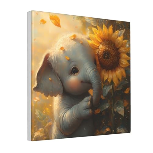 IguaTu Kunstdruck auf Leinwand, Motiv Elefant und Sonnenblume, für Wohnzimmer, gerahmt, modernes Kunstwerk mit Holzrahmen, einfach aufzuhängen IguaTu Kunstdruck auf Leinwand, Motiv Elefant und Sonnenblume, für Wohnzimmer, gerahmt, modernes Kunstwerk mit Holzrahmen, einfach aufzuhängen von IguaTu