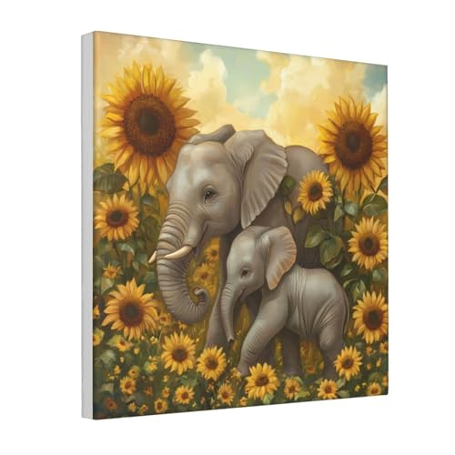 IguaTu Mutter und Baby Elefant Sonnenblumen Leinwand Wandkunst Dekor für Wohnzimmer – gerahmtes modernes Kunstwerk mit Holzrahmen, einfach aufzuhängen IguaTu Mutter und Baby Elefant Sonnenblumen Leinwand Wandkunst Dekor für Wohnzimmer – gerahmtes modernes Kunstwerk mit Holzrahmen, einfach aufzuhängen von IguaTu