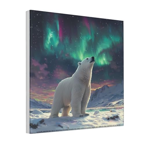 IguaTu Nordlichter Eisbär Leinwand Wandkunst Dekor für Wohnzimmer - gerahmtes modernes Kunstwerk mit Holzrahmen, einfach aufzuhängen IguaTu Nordlichter Eisbär Leinwand Wandkunst Dekor für Wohnzimmer - gerahmtes modernes Kunstwerk mit Holzrahmen, einfach aufzuhängen von IguaTu