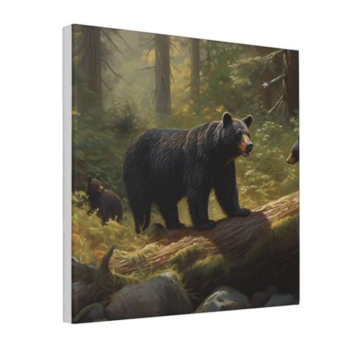 IguaTu Schwarze Bären Leinwand-Wanddekoration für Wohnzimmer, gerahmt, modernes Kunstwerk mit Holzrahmen, einfach aufzuhängen IguaTu Schwarze Bären Leinwand-Wanddekoration für Wohnzimmer, gerahmt, modernes Kunstwerk mit Holzrahmen, einfach aufzuhängen von IguaTu