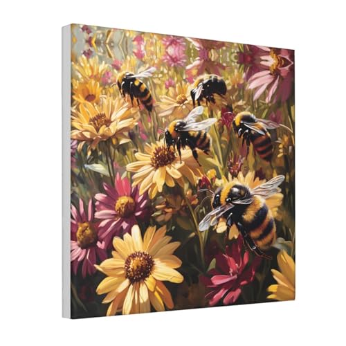 IguaTu Sonnenblume Bienen Leinwand Wandkunst Dekor für Wohnzimmer - Gerahmtes modernes Kunstwerk mit Holzrahmen, einfach aufzuhängen IguaTu Sonnenblume Bienen Leinwand Wandkunst Dekor für Wohnzimmer - Gerahmtes modernes Kunstwerk mit Holzrahmen, einfach aufzuhängen von IguaTu