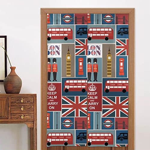 IguaTu Türvorhang, Motiv: England-Symbole, 86,4 x 142,2 cm, bedruckt, für Zuhause, Schlafzimmer, Küche, Büro von IguaTu