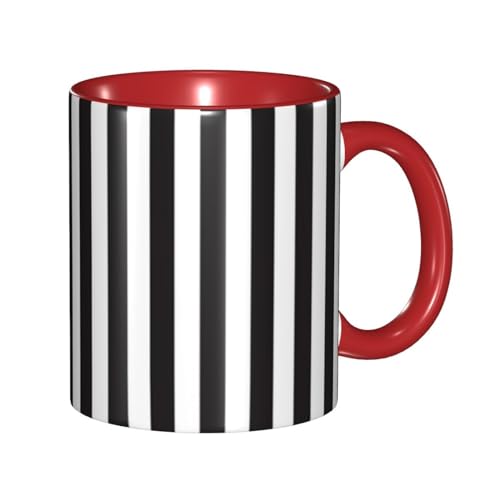 Schwarz-weiß gestreifte Tasse – Keramiktasse, tolle Geschenkidee oder perfekt für Küchen, Restaurants und Cafés, Kaffeetassen, Teetassen von IguaTu
