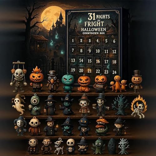 2025 Halloween Adventskalender Horror Figuren, 31 Stück Halloween Figuren Countdown Kalender, Gothic Desktop Ornamente, Für Familie Kinder Erwachsene 2025 Halloween Adventskalender Horror Figuren, 31 Stück Halloween Figuren Countdown Kalender, Gothic Desktop Ornamente, Für Familie Kinder Erwachsene von Ihdjasg