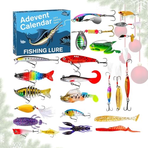 Ihdjasg Countdown Adventskalender,2025 Weihnachtsangeln Köderset Countdown - Tackle Realistische Köder Für Flüsse Seen Süßwasser Salzwasser Riff Küstennahe Outdoor Urlaub Geburtstag Freunde von Ihdjasg