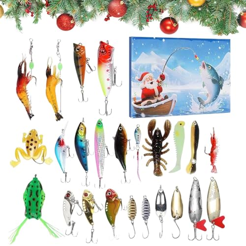Ihdjasg Fischereibedarf Adventskalender - Weihnachts Countdown Köder | Lustige Geschenkideen Partygaben für Angler Männer,Angelzubehör Set Für Erwachsene Jugendliche Ihdjasg Fischereibedarf Adventskalender - Weihnachts Countdown Köder | Lustige Geschenkideen Partygaben für Angler Männer,Angelzubehör Set Für Erwachsene Jugendliche von Ihdjasg