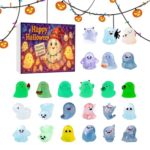 Ihdjasg Halloween Miniatur Adventskalender - 24-Tägiger Mini-Figuren Kalender,Sammelbare Leuchtfiguren Deko Für Kinder Jugendliche Erwachsene Paare Freunde von Ihdjasg