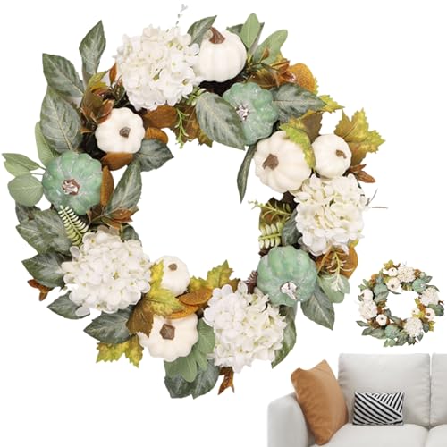 Ihdjasg Herbstkränze Für Haustür,45 Zentimeter Festliche Girlande Deko,45 Cm Kunstlicher Dekoration Mit Ahornblättern Kürbis Und Blumen | Für Erntedank Farmhouse Wohnzimmer Eingangstür Küche Halloween von Ihdjasg