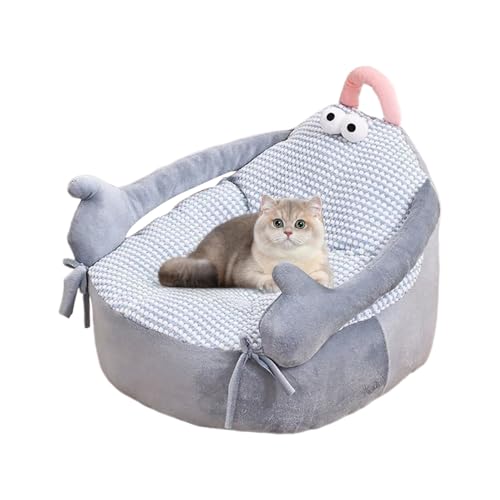 Ihdjasg Hundecouch Bett | Beruhigendes Sofabett Für Kleine Katzen Und Hunde,Kuscheliges Cartoon Haustierbett Beruhigendes Schlafsofa Möbel Für Wohnzimmer Balkon Zwinger Boden Schlafzimmer von Ihdjasg