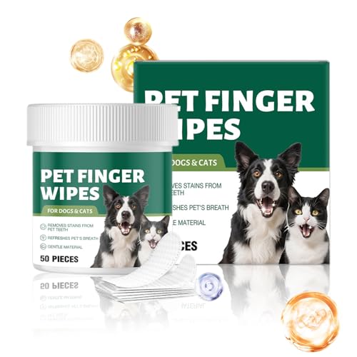 Ihdjasg Hundezahnreinigungstücher,50 Stück Katzen Fingerzahnbürste | Mundgeruch Entferner,Für Unterwegs Zuhause Draußen Drinnen von Ihdjasg