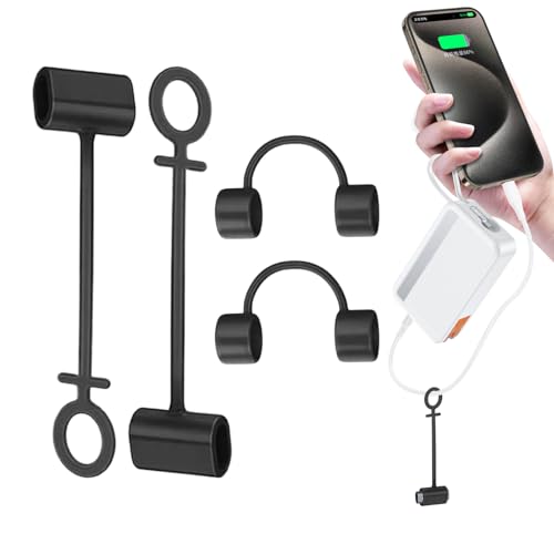 Ihdjasg Kabel Adapter Halter, 4 Stück Lade Adapter Halterung, Anti Verlust Silikon Kabel Konverter Halterung für Haus Auto Rucksack Tasche Schlüsselband von Ihdjasg
