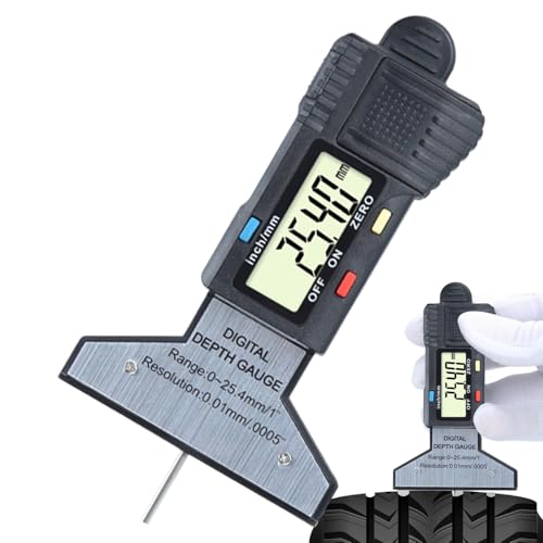 Ihdjasg Reifenprofiltiefen Messgerät - Gerät Zur Profiltiefenmessung - Digitales LCD Display 0.01mm Präzision Mit Rückstellfeder Tester 0-25.4mm Bereich von Ihdjasg
