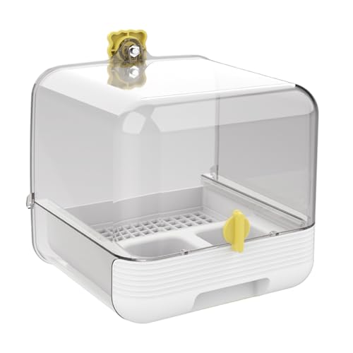 Ihdjasg Vogelbad Für Papageien | Herausnehmbarer Futterspender Für Vogelkäfig | 2 IN 1 Futterbad Transparent Design Für Haustiere Innen Außen Garten Terrasse von Ihdjasg