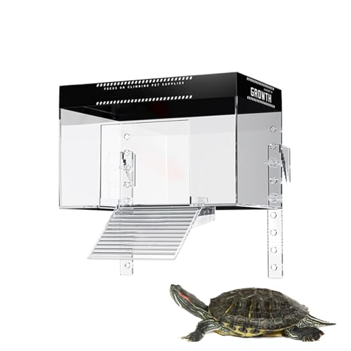 Schildkrötenhaus Sonneninsel, Wasserschildkröten Aquarium Mit Abdeckung, Reptilien Landbereich Aquatischer Ruheplatz, Mit Beobachtungsfunktion, Für Gastronomie Balkon von Ihdjasg