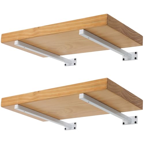 Ihomepark Regalträger 20cm, 4 Stück Metall Weiß Regalhalterung für Regalbrett Wandmontage, Schwebende Wandregal Regalhalterungen für Kliedung, Bücher in Wohnzimmer, Büro und Küchen von Ihomepark