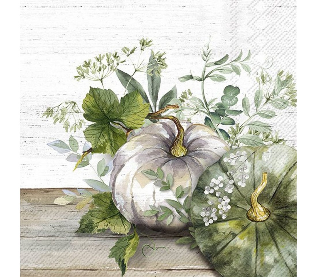 Ihr Ideal Home Range GmbH Papierserviette Lunch Servietten Pumpkin Kürbis weiss und grün 33x33 cm Herbst von Ihr Ideal Home Range GmbH