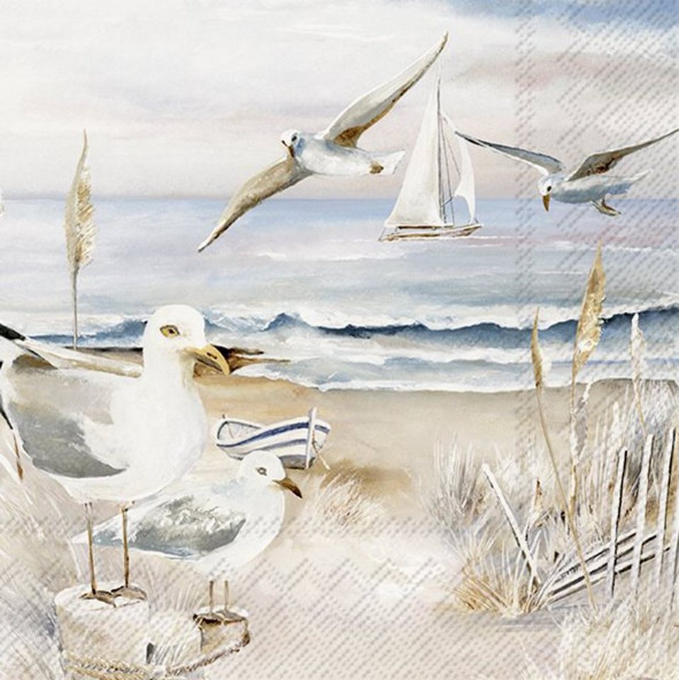 Ihr Ideal Home Range GmbH Papierserviette Lunch Servietten Salty Breeze Maritim Möven 33x33 cm 20 Stück von Ihr Ideal Home Range GmbH