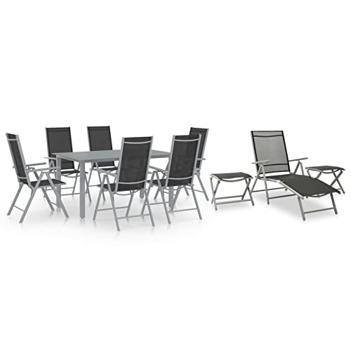 Iiaky 10-TLG. Garten-Essgruppe Essgruppe Mit StüHlen Sitzgarnitur Garten Gartentisch Set GartenmöBel FüR DraußEn Schwarz und Silbern Iiaky 10-TLG. Garten-Essgruppe Essgruppe Mit StüHlen Sitzgarnitur Garten Gartentisch Set GartenmöBel FüR DraußEn Schwarz und Silbern von Iiaky
