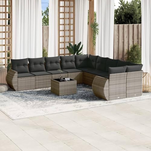 Iiaky 10-TLG. Garten-Sofagarnitur mit Kissen GartenmöBel Set Gartenlounge Outdoor Lounge Sofa Outdoor Grau Poly Rattan // 3254247 Iiaky 10-TLG. Garten-Sofagarnitur mit Kissen GartenmöBel Set Gartenlounge Outdoor Lounge Sofa Outdoor Grau Poly Rattan // 3254247 von Iiaky
