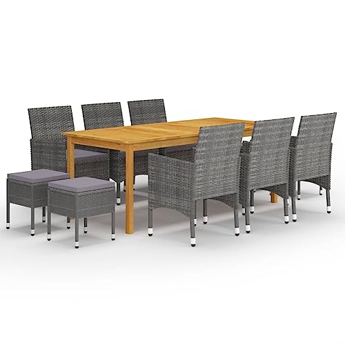 Iiaky 11-TLG. Garten-Essgruppe Garden Furniture GartenmöBel Set Gartentisch Mit StüHlen Essgruppe Outdoor Grau von Iiaky