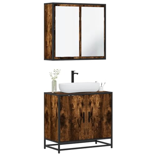 Iiaky 2-TLG. Badmöbel-Set Badezimmer MöBel Set Badinstallationen BadezimmermöBel Set Räuchereiche Holzwerkstoff // 3300887 von Iiaky