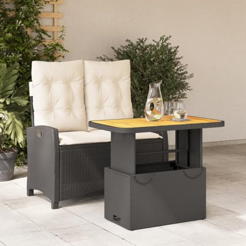 Iiaky 2-TLG. Garten-Essgruppe mit Kissen GartenmöBel Set Garden Furniture Gartenset Tisch Und StüHle Essgruppe Outdoor Schwarz Poly Rattan // 3277382 von Iiaky