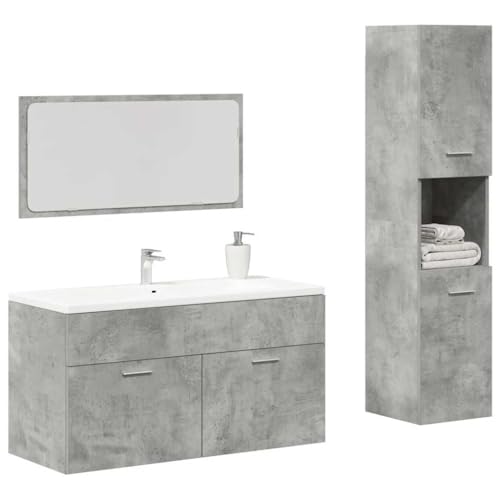 Iiaky 3-TLG. Badmöbel-Set Badezimmer MöBel Set Badinstallationen BadezimmermöBel Set Betongrau Holzwerkstoff // 3324869 von Iiaky